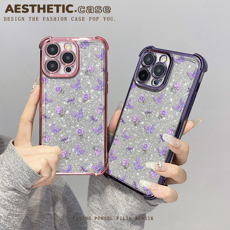 Plating airbag bening silikon softcase for iphone 15 13 12 11 pro max 6 6s 7 8 plus x xs xr Kartu gl