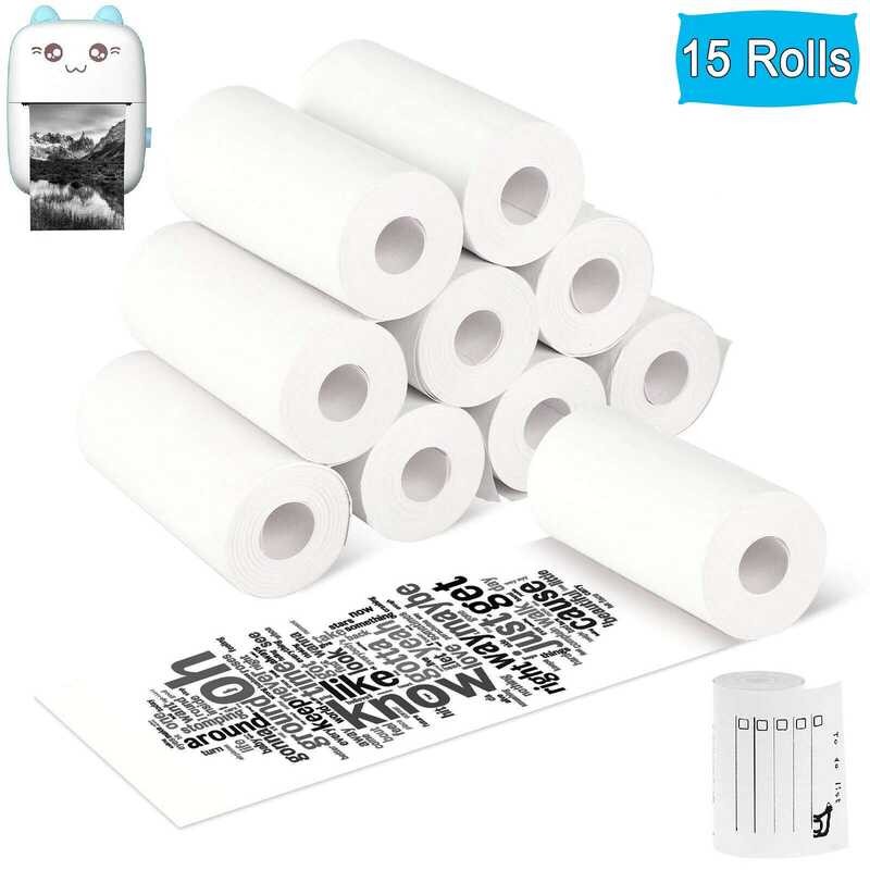 

Gulungan 15 Kertas Cetak Termal Putih 57*25mm untuk Aksesori Kamera Cetak Instan Anak untuk Printer