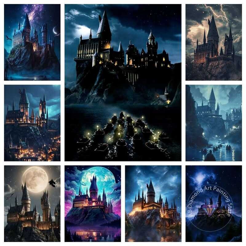 

Lukisan Kit Gambar Kastil Potter Hallwarts 5D DIY Dia Bordir Seni Buatan Tangan Hadiah Kerajinan Dek