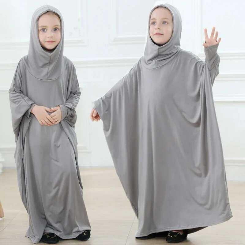 Panjang Gaun Muslim Berkerudung untuk Gadis Abaya Kaftan Jubah Turki Pakaian Islami Jubah Doa Gaun u