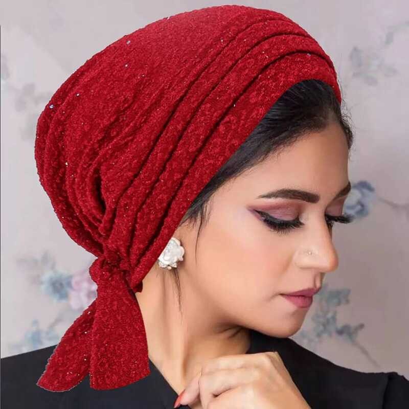 Hijab Topi Turban Elastis Pre-Tied Baru untuk Wanita, Topi Beanie, Penutup Kepala, Topi Chemo untuk