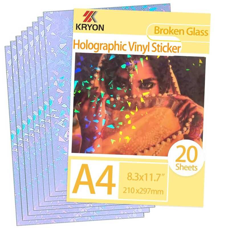 

A4 KRYON 20 Lembar Pola Dia Ukuran: 8.3x11.7 inci 210x297 Kertas Stiker Holografik Glitter Jernih La