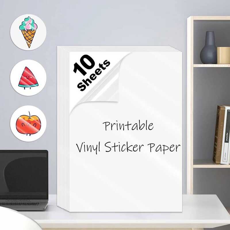 

Lembar 10 Kertas Stiker Vinyl Cetak Ukuran A4 Glossy Matte Transparan Holografik untuk Printer Inkje