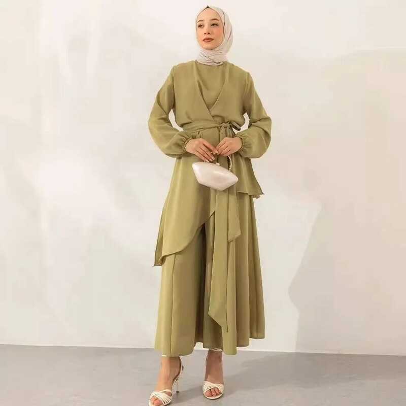 Musim 2025 Semi dan Musim Gugur Pakaian Wanita Arab Baru Maroko Islami Gaya Muslim Warna Solid Fashi