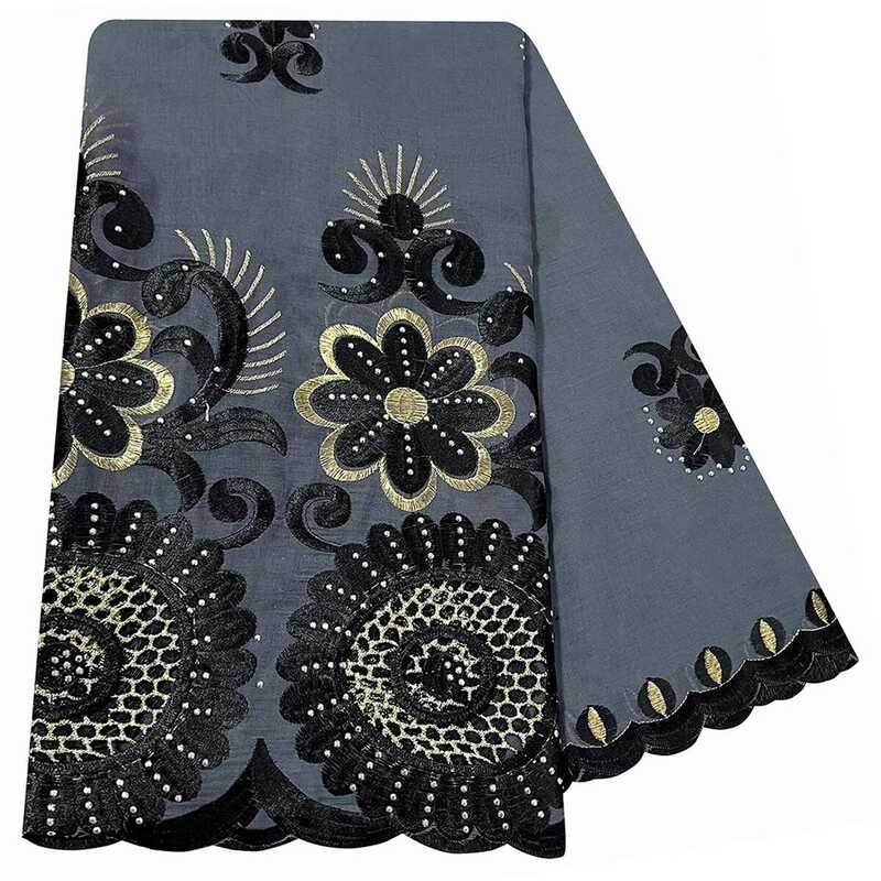 Wanita Terbaru Afrika Lembut 100% Katun Dengan Chip Emas Syal Islami Dubai Bordir Hijab Muslim untuk