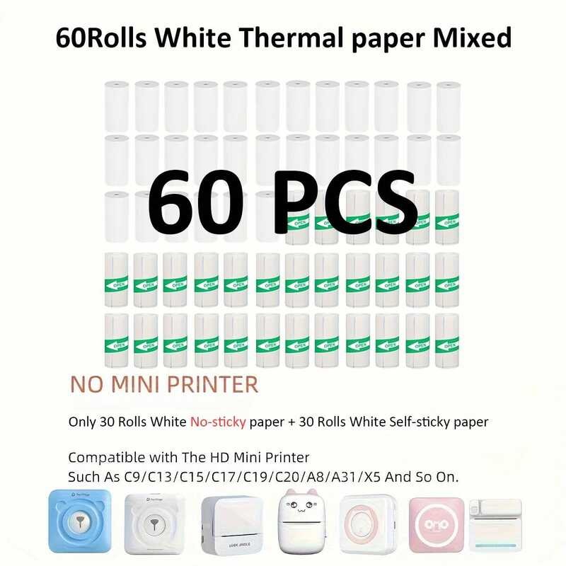 

grosir 60PCS Kertas Termal MINI Pencetakan Stiker Label Perekat Diri Untuk Printer Mini Stiker Kerta