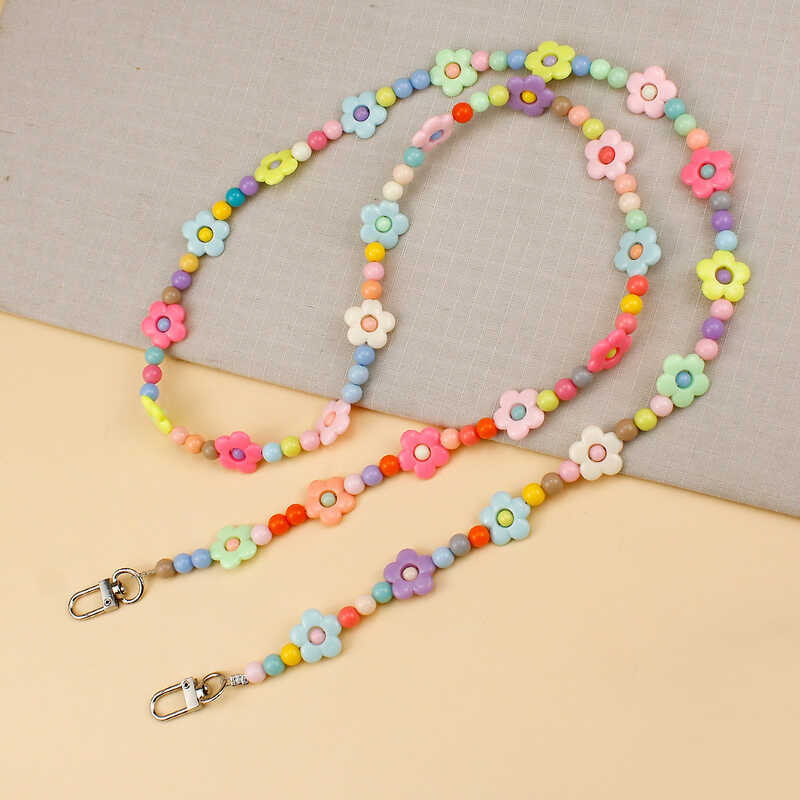 

Lanyard Akrilik Berwarna-warni dengan Manik-manik, Gantungan Telepon, Telepon Anti-Hilang, Rantai Tas