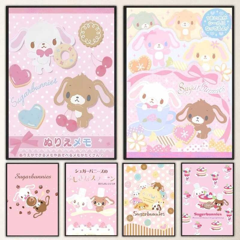 

Sugarbunnies 1pcs Anime Kawaii Poster Film Stiker Kertas Seni Tahan Air untuk Ruang Kopi Bar