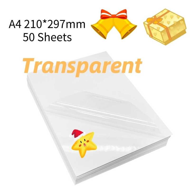 

Lembar 50/10 Kertas Stiker Vinyl Transparan A4 yang Dapat Dicetak, Tahan Air, Perekat Diri, Kertas M