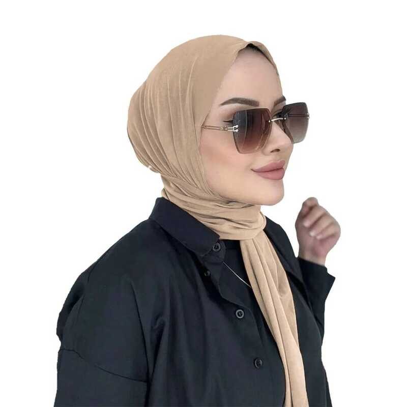 Jersey Hijab Ramadhan Wanita Muslim, Turban Islam, Pembungkus Kepala, Syal Instan, Aksesoris Kepala