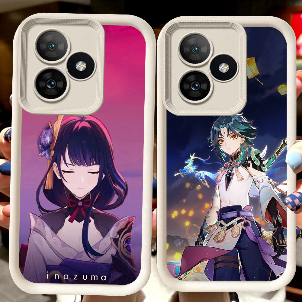 H40 Genshin Putih Casing untuk Realme C51 C61 C33 C63 Note 60 C55 C53 GT 6 C31 Narzo 50A Prime C67 5