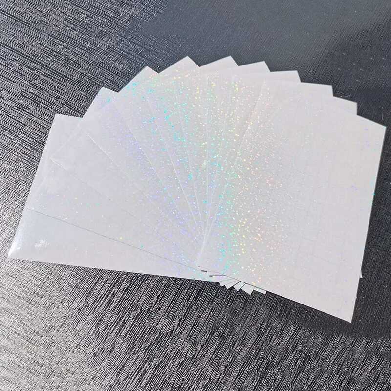 

Lembar 50 Pita Perekat Foil Pasir Holografik 105x165MM Belakang Stempel Panas Pada Kertas Paket DIY