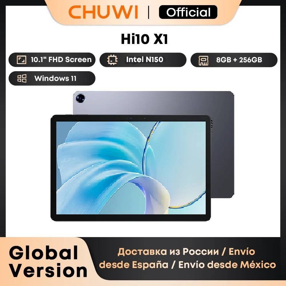 CHUWI 2025 Hi10 X1 2 Dalam 1 Layar 10.1 inci Prosesor Intel N150 LPDDR5 RAM 8GB SSD 256GB Windows 11