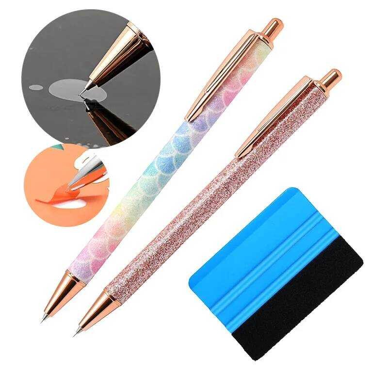 

Pelepas Alat Glitter Pin Pemasangan Anti-Slip Pena Penyiangan Vinyl Retractable Penghilang Gelembung