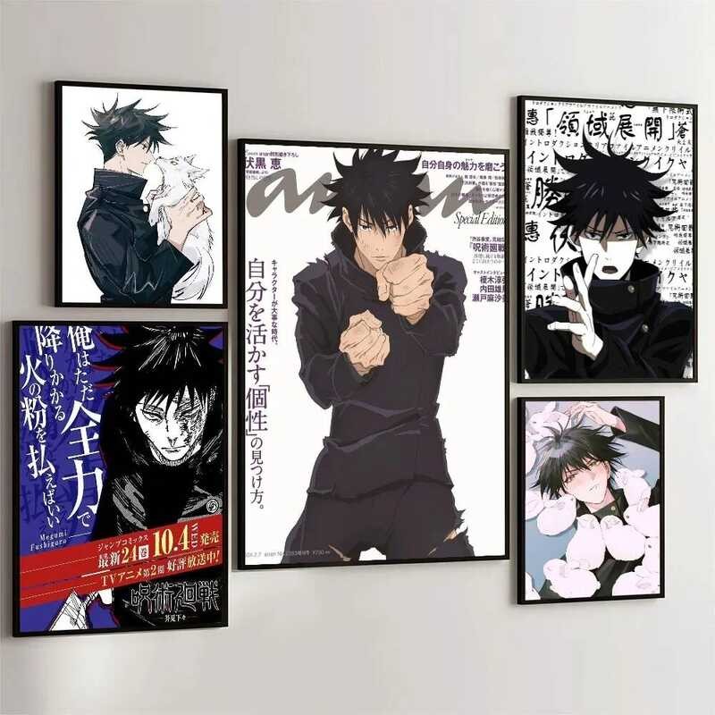 Poster 1PC Film Jujutsu Kaisen Fushiguro Megumi Poster Lengket Kertas Kraft Retro Ruang Bar Kafe Sen