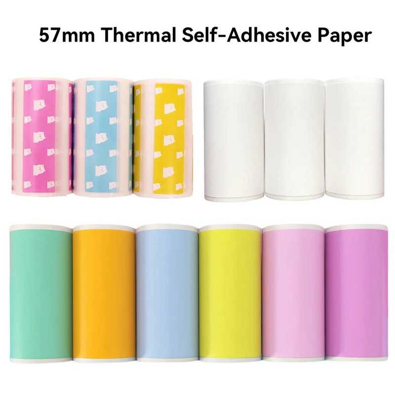 

Kertas 57X30mm Perekat Diri Termal Mini Printer Stiker Warna Kompatibel Dengan T02/M02/M02S Untuk Ca