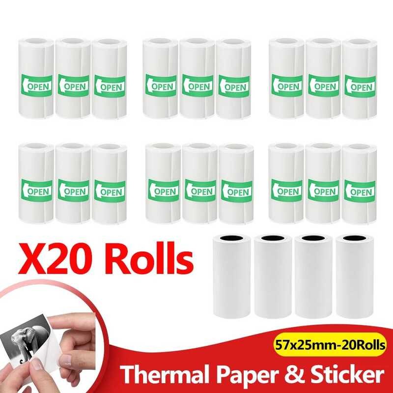 

Kertas 20pcs Printer Termal Mini & Stiker Perekat Diri Pengganti Kamera Anak Catatan Foto Kertas Res