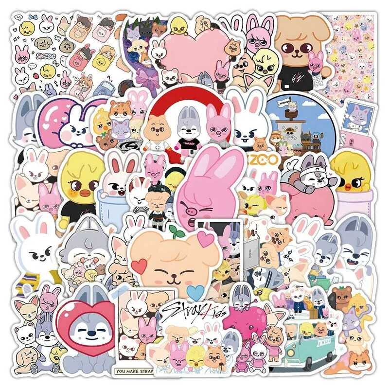 

Stiker 50Pcs Kpop Skzoo Lucu untuk Helm Botol Air Laptop Ponsel Skateboard DIY Dekorasi Notebook