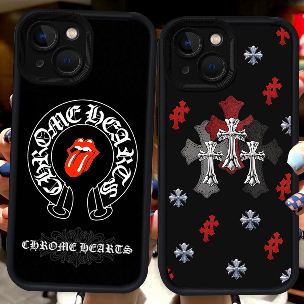 Hitam Casing untuk iPhone 6s 8 13 14 6 7 Pro Max Plus H115 Chrome H-Hearts