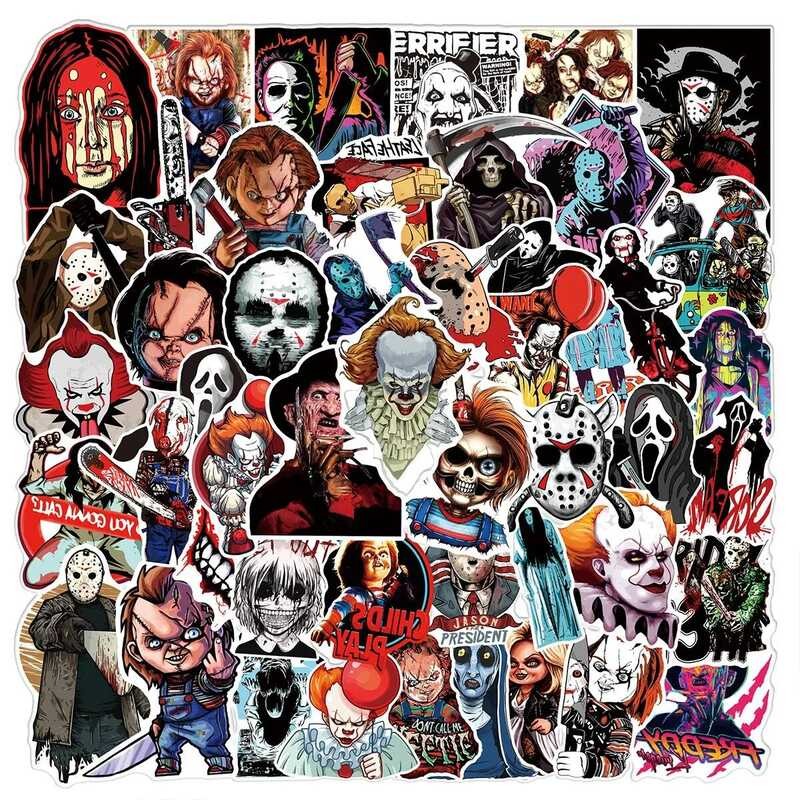 

Stiker 50Pcs Karakter Film Horor Campuran Graffiti Dekal DIY Laptop Notebook Kulkas Koper Stiker Kla