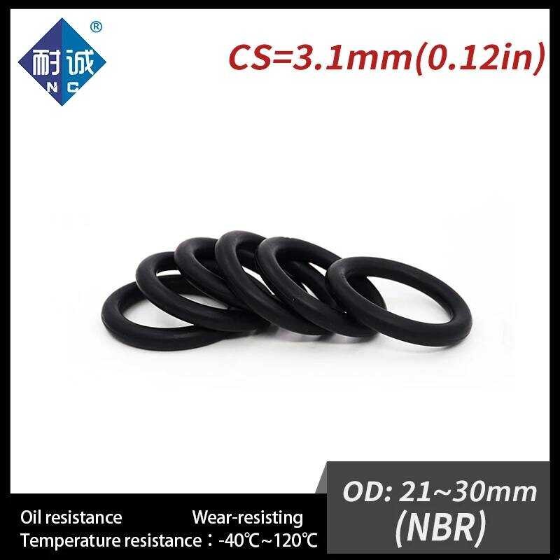 PCS 20 / Lot Hitam NBR 70A O-ring Ketebalan CS 3.1mm OD 21/22/23/24/25/26/27/28/29/30*3.1mm O Ring K
