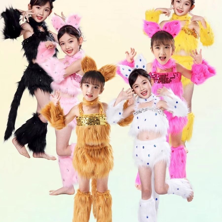Kostum kinerja kucing Persia baru untuk anak -anak dan anak kucing kostum tari seperti kucing menar