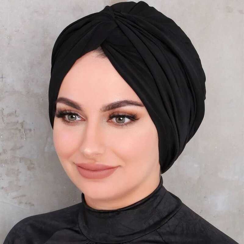 Polos Hijab Wanita Hijab Islam Solid Muslim Hijab Turban Instan