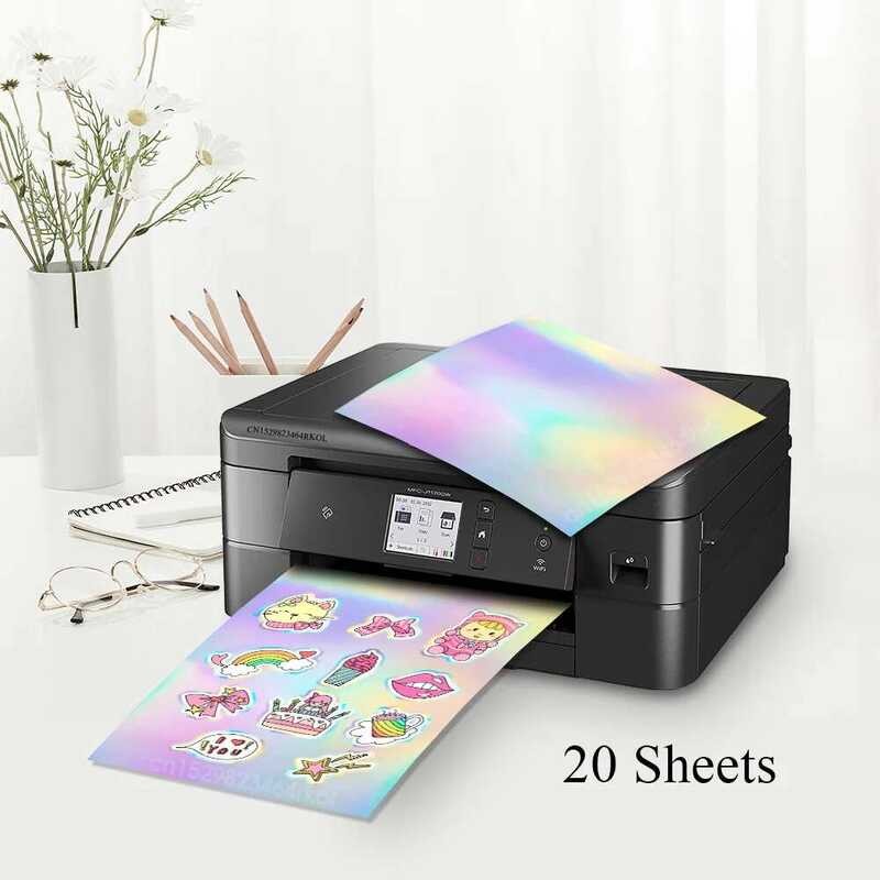 

Lembar 20 Stiker Vinyl Holografik A4 yang Dapat Dicetak Kertas Perekat Diri untuk Printer Inkjet Lem
