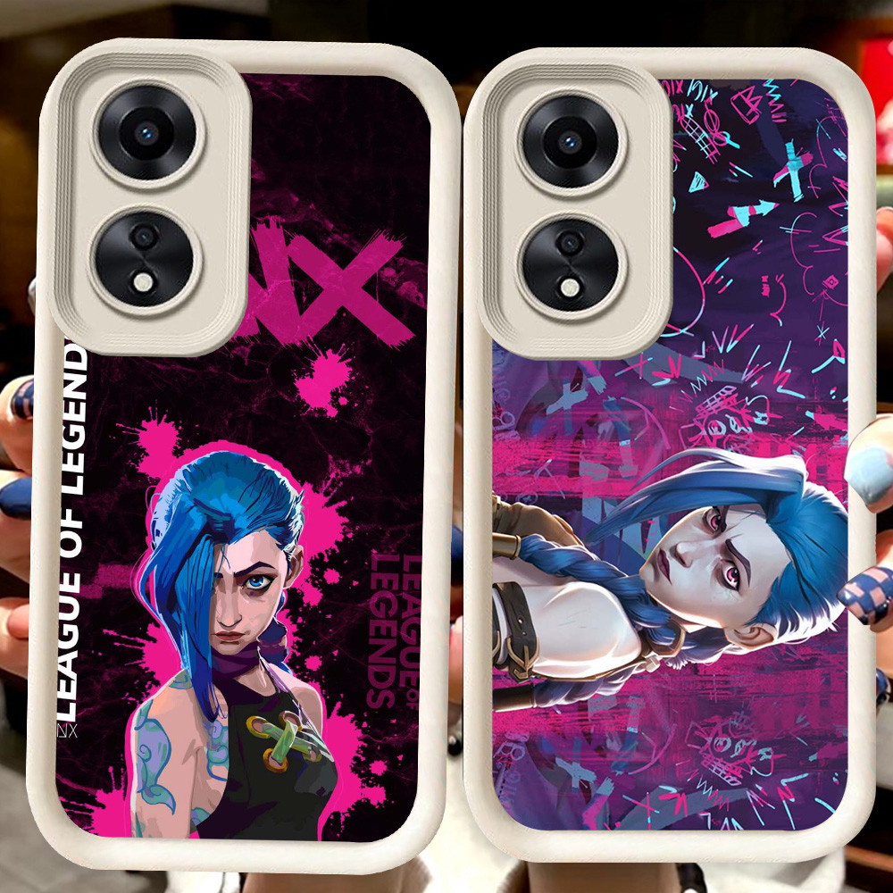 H39 Jinx ll Arcane Putih Casing untuk OPPO A98 A17K A58 A60 A18 A17 A38 A78 5G