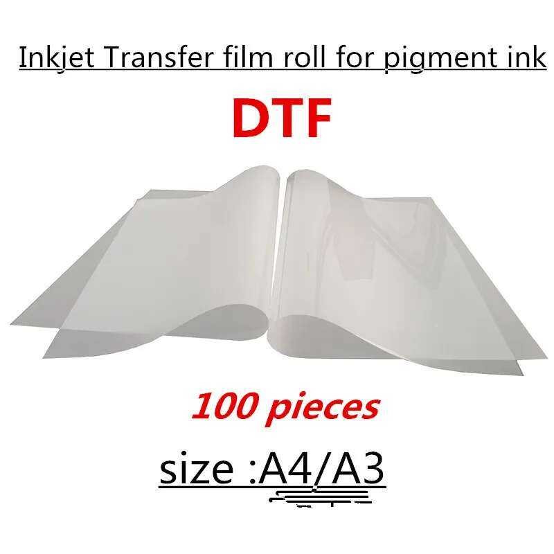 

lembar 100 ukuran A4&A3 A3+ Film Transfer Inkjet Matte DTF Satu Sisi Dengan Kualitas Baik +