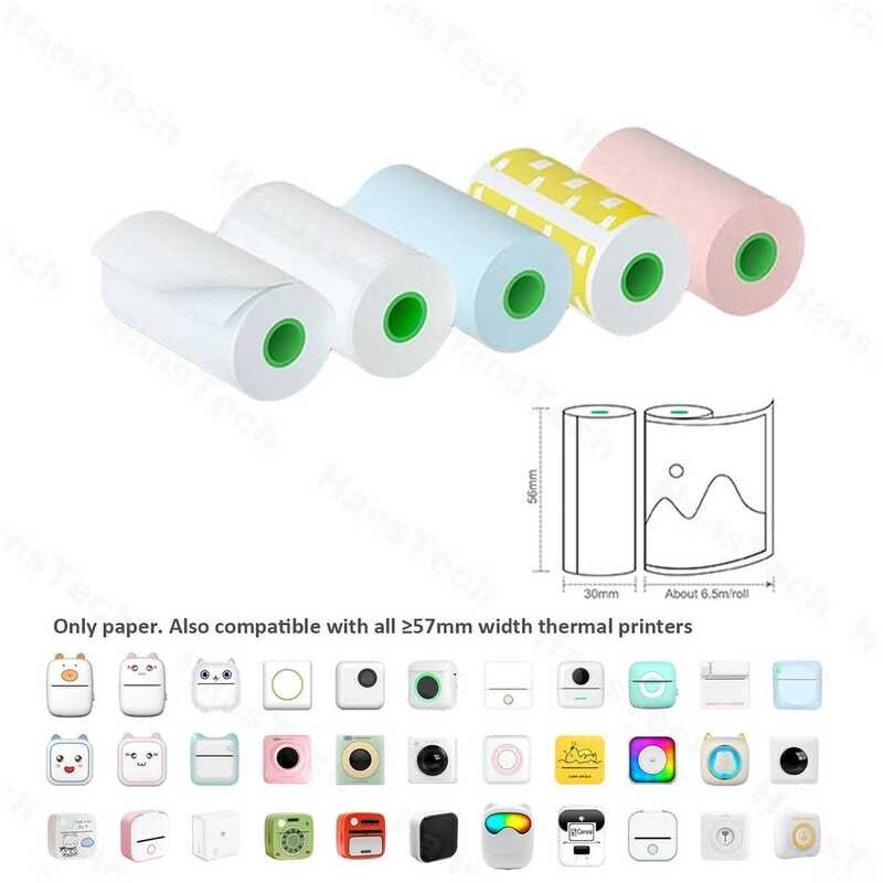 

Mini Stiker Peripage, Kertas Perekat Termal Tanpa Warna untuk Printer 57mm Tahan Air Tahan Minyak Be