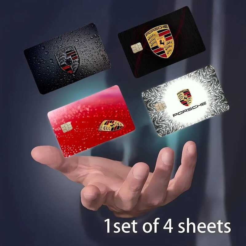 

P-Porsche Jerman 1 Set 4 Pcs Stiker Film Penutup Kulit Kasus Untuk Kartu Debit Kredit Kecil Besar Ta