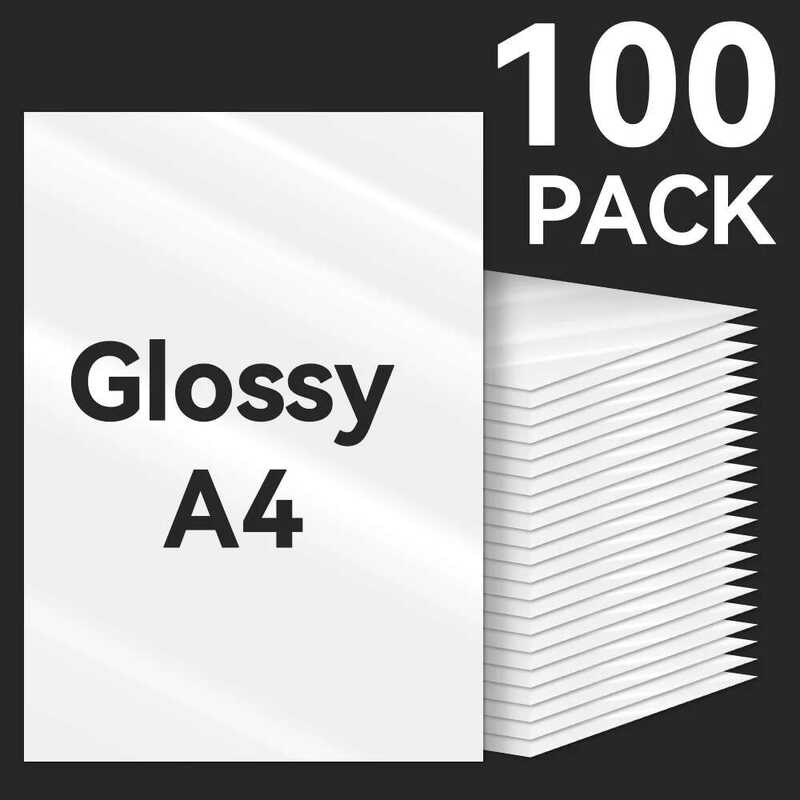 

Lembar 10~100 Stiker Vinyl Ukuran A4 Mengkilap yang Dapat Dicetak Kertas Perekat Tahan Air Kartu DIY