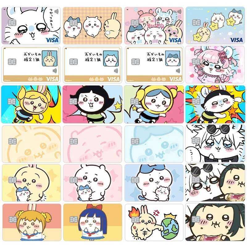 

Kulit Stiker Kartu Kredit Usagi Kartun Anime untuk Kartu Transportasi VISA Stiker Tahan Air Anti-gor