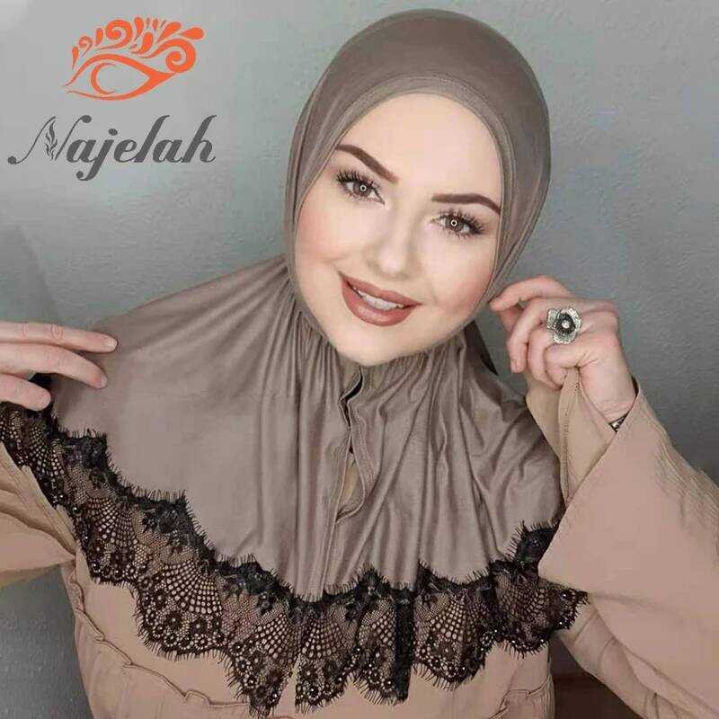 Modal Hijab Renda Islami Abaya Hijab untuk Wanita Abaya Jersey Gaun Muslim Turban Syal Wanita Turban