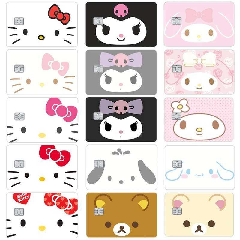 

Kulit Stiker Kartun Anime Hello Kitty Kuromi Rilakkuma untuk Kartu Bank Bus Metro Stiker Tahan Air H