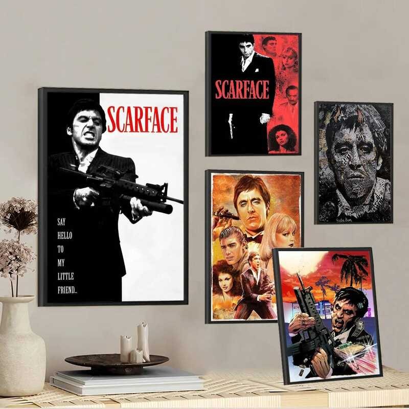 

Cetakan Poster Kertas Putih Klasik Vintage Film Scarface Karya Seni Dekorasi Ruangan Kawaii