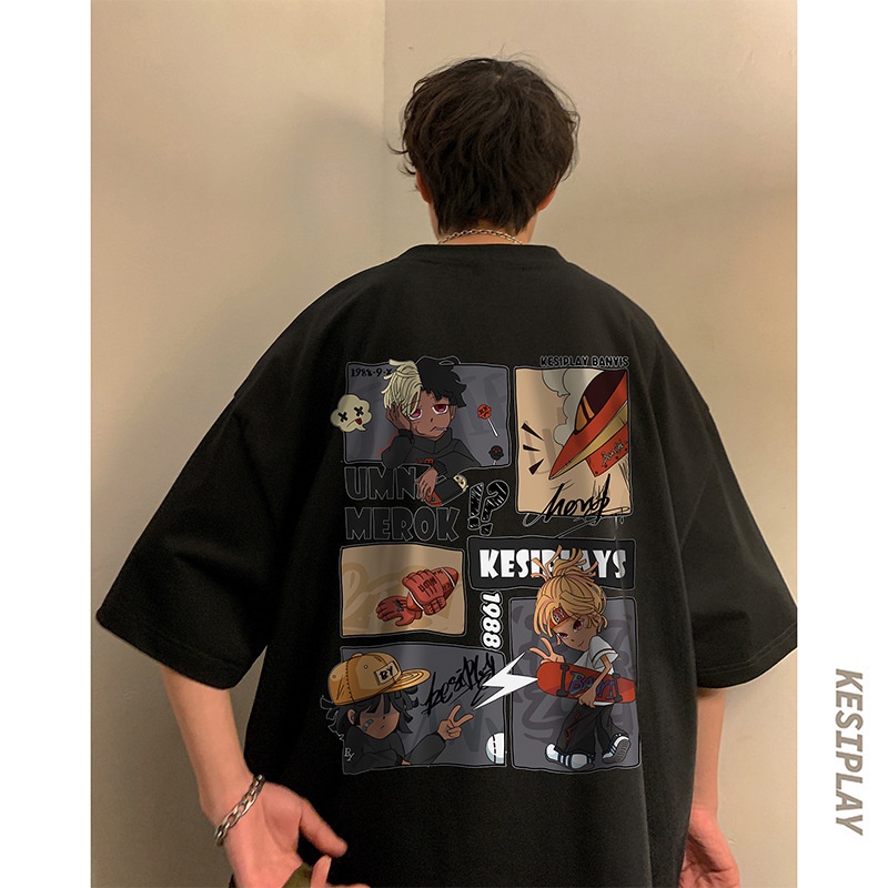 Kaos Pria Best Seller Import  Mode baru pria musim panas mencetak T-shirt kosong kapas murni China-C