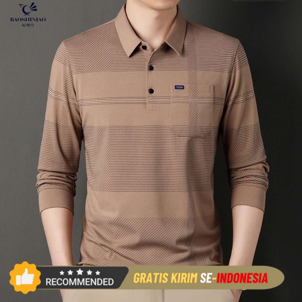 Kaus Pria Premium Musim gugur 2023 Baju Polis Tidur Panjang Baju Polis Tidur Panjang Baju Polis Tidu