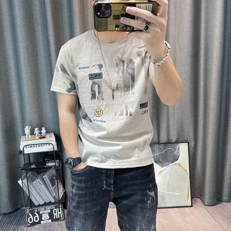 KAOS PRIA Tian Si Ma T-shirt Men's New Printed Short Sleeve T-shirt Cotton and Hemp Clothes Men's Hi