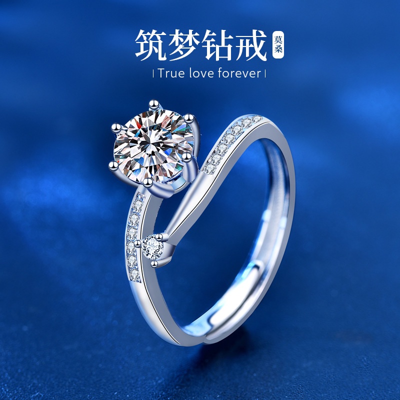 Cincin Hidup Perak Sterling untuk Perempuan Insider Design Mosang Batu Imitasi Cincin Berlian untuk 