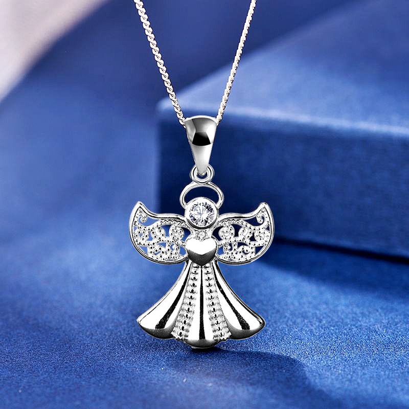 Perhiasan S Sterling Silver Angel Wings Pendant Fashion Exquisite Zircon Wings Necklace Import