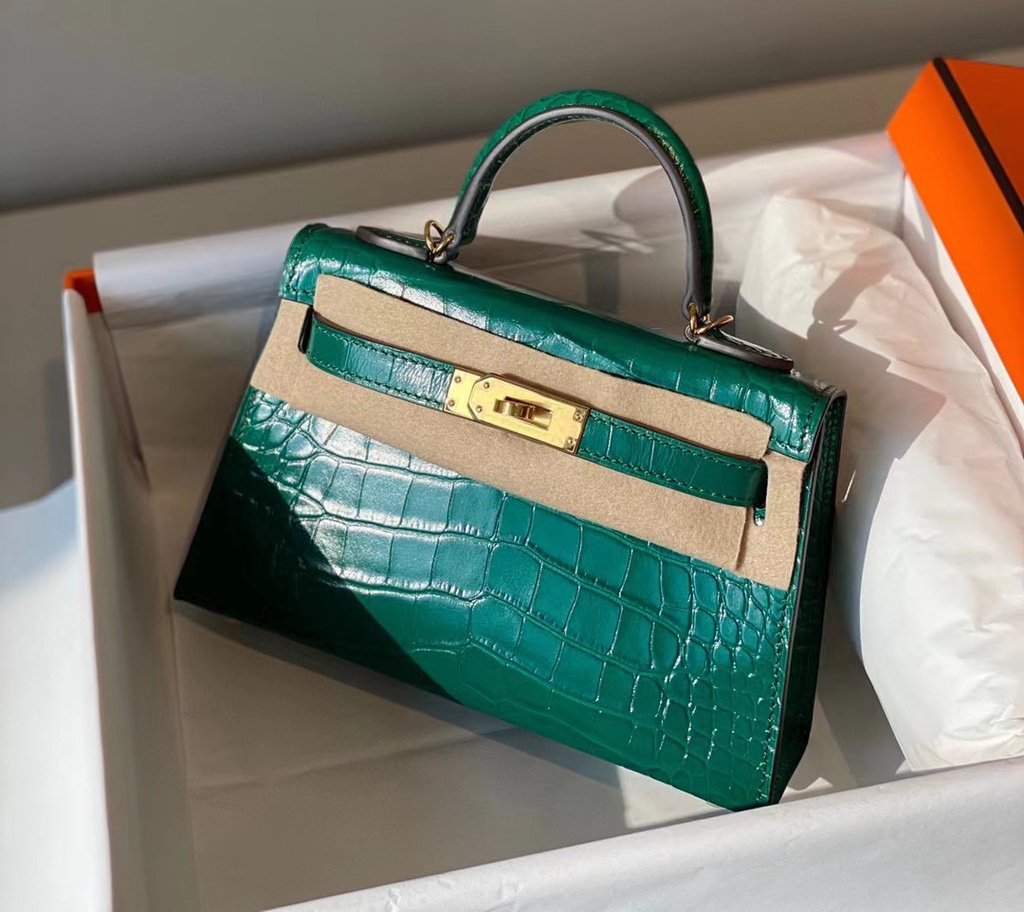 [New Trend] Tas Wanita  Ai Ma Jia Original Crocodile Mini Kelly Bag Mini Second Generation Handheld 