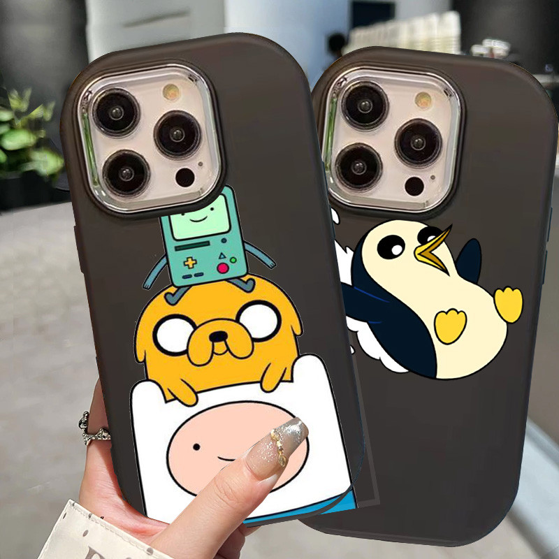 O-73 Adventure Time Hitam Silikon Casing untuk Realme 11 Pro C11 N53 C55 C67 C65 C63 C61 Note 50