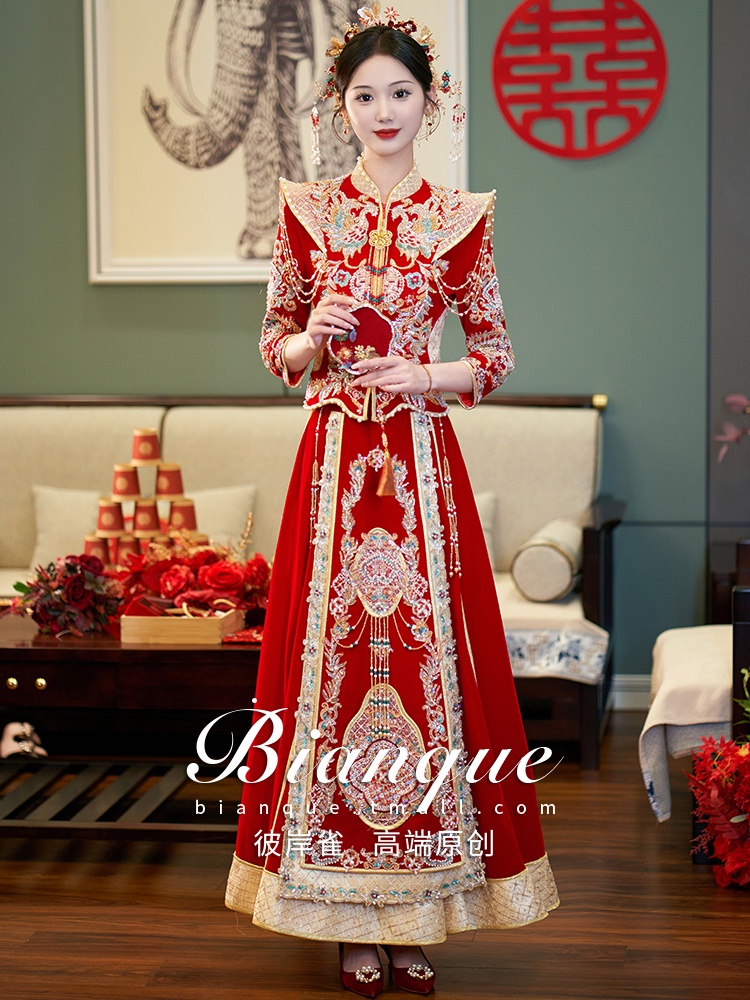 Gaun pengantin chinese Pakaian Xiuhe High End Pernikahan baru Pernikahan Cina Pernikahan Pernikahan 