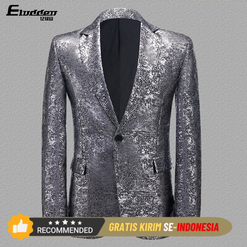 Jas Pesta Pernikahan Premium Import Setelan Sutra Mengkilap Pria Gaun Pertunjukan Slim Fit Gaun Pend