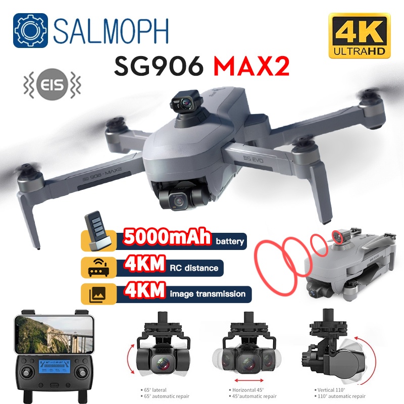 SG906 MAX 1 / Pro 2 Professional FPV 4K Camera Drone dengan 3-Axis Gimbal 4KM Brushless GPS Quadcopt