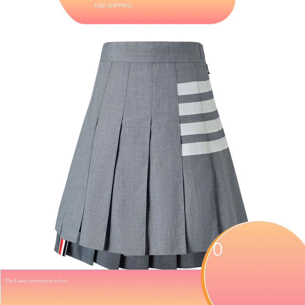 Rok Pendek Wanita  THOM BIRUCRO New Short Skirt TB Four Bars Show Slim Women's pleated skirt Summer 