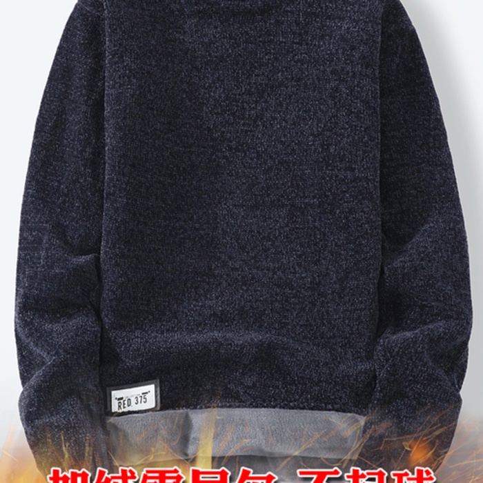 Sweater Pria Chenille Tebal Hangat Musim Dingin Lengan Panjang