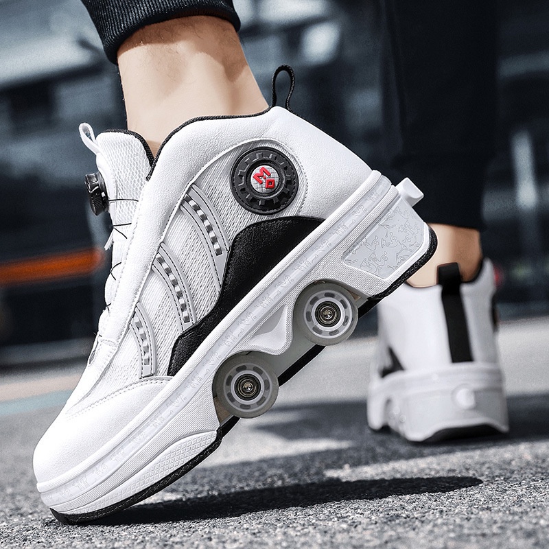 Heelys Roller Shoes Dingjian Four Wheel Rage Shoes with Retractable Deformable Shoes, Rotating Buckl